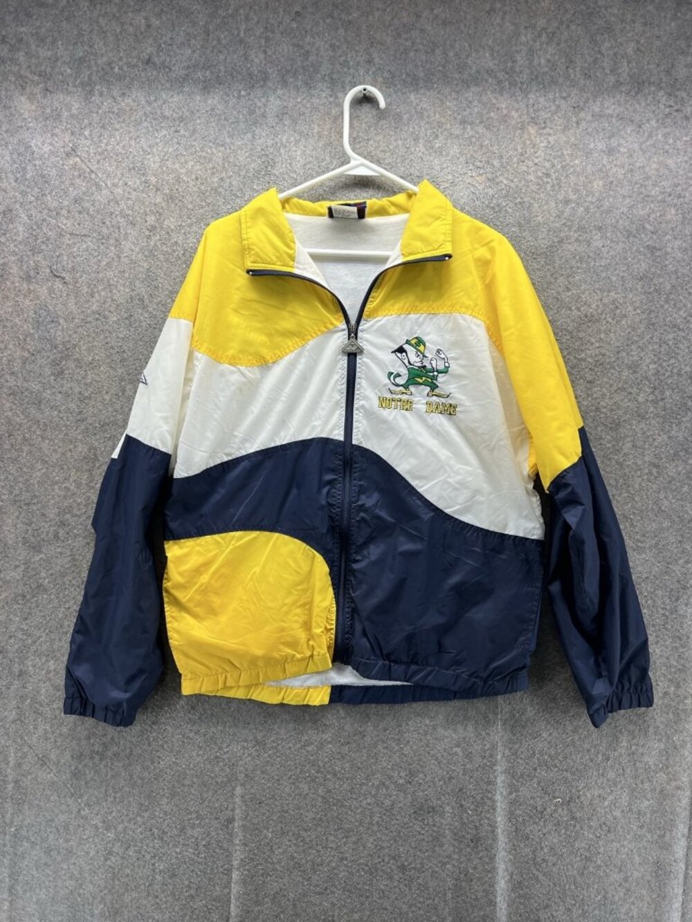 Vintage Notre Dame Fighting Irish Jacket Mens Medium NCAA Football Apex One Navy